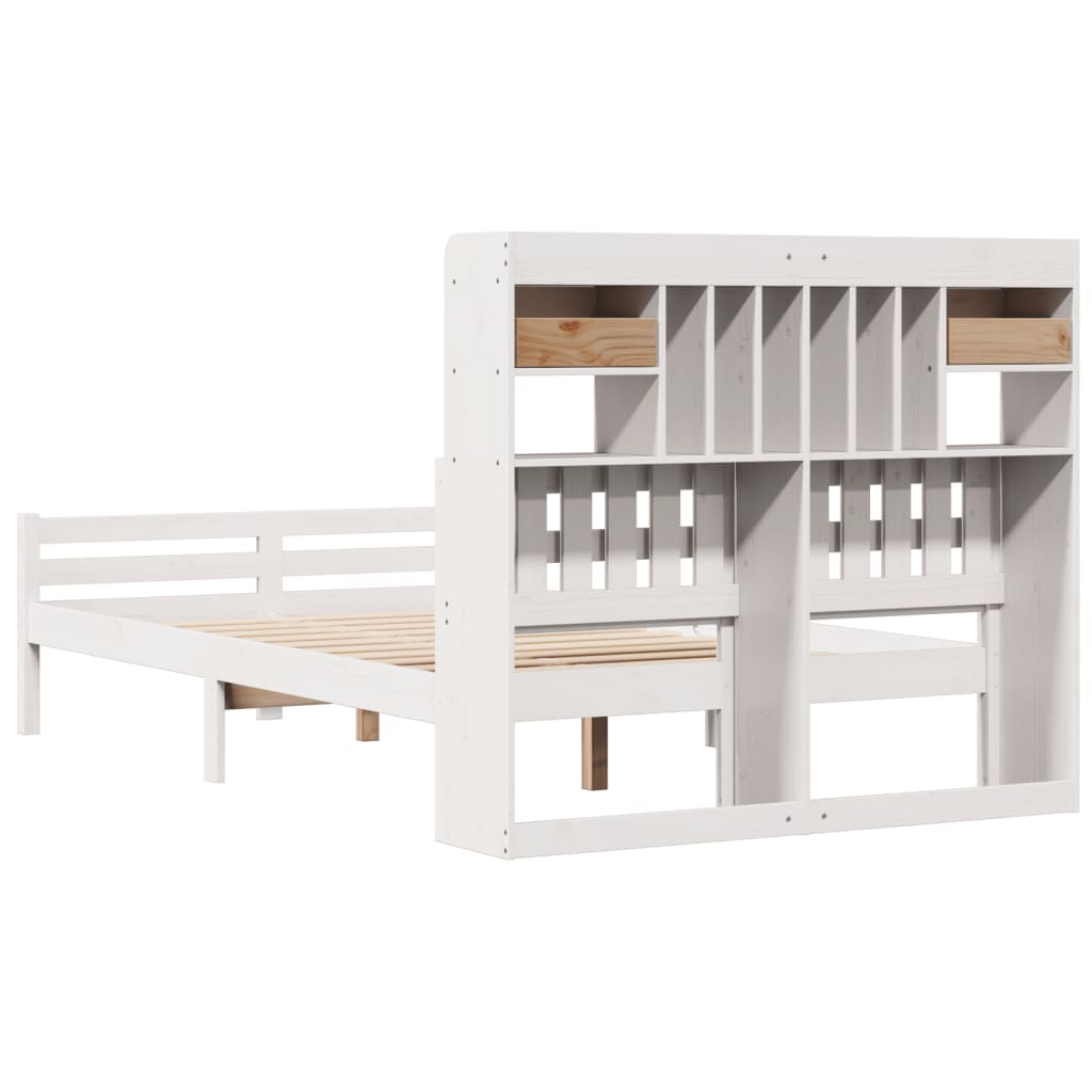 Letto Libreria senza Materasso Bianco 135x190 cm Legno di Pino - homemem39