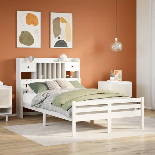 Letto Libreria senza Materasso Bianco 135x190 cm Legno di Pino - homemem39