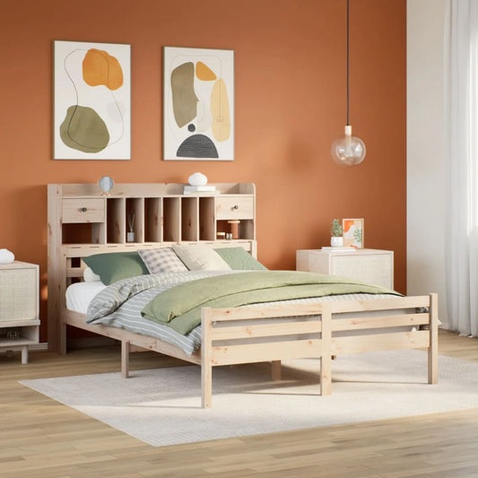 Letto Libreria senza Materasso 140x190 cm in Legno di Pino - homemem39