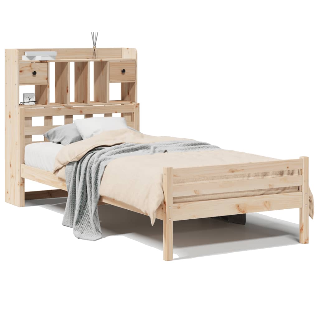 Letto Libreria senza Materasso 90x200 cm Legno Massello Pino - homemem39