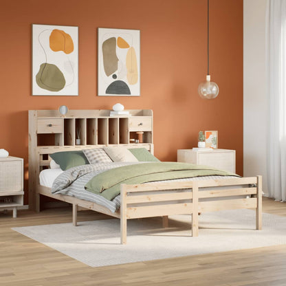 Letto Libreria senza Materasso 140x200 cm in Legno di Pino - homemem39