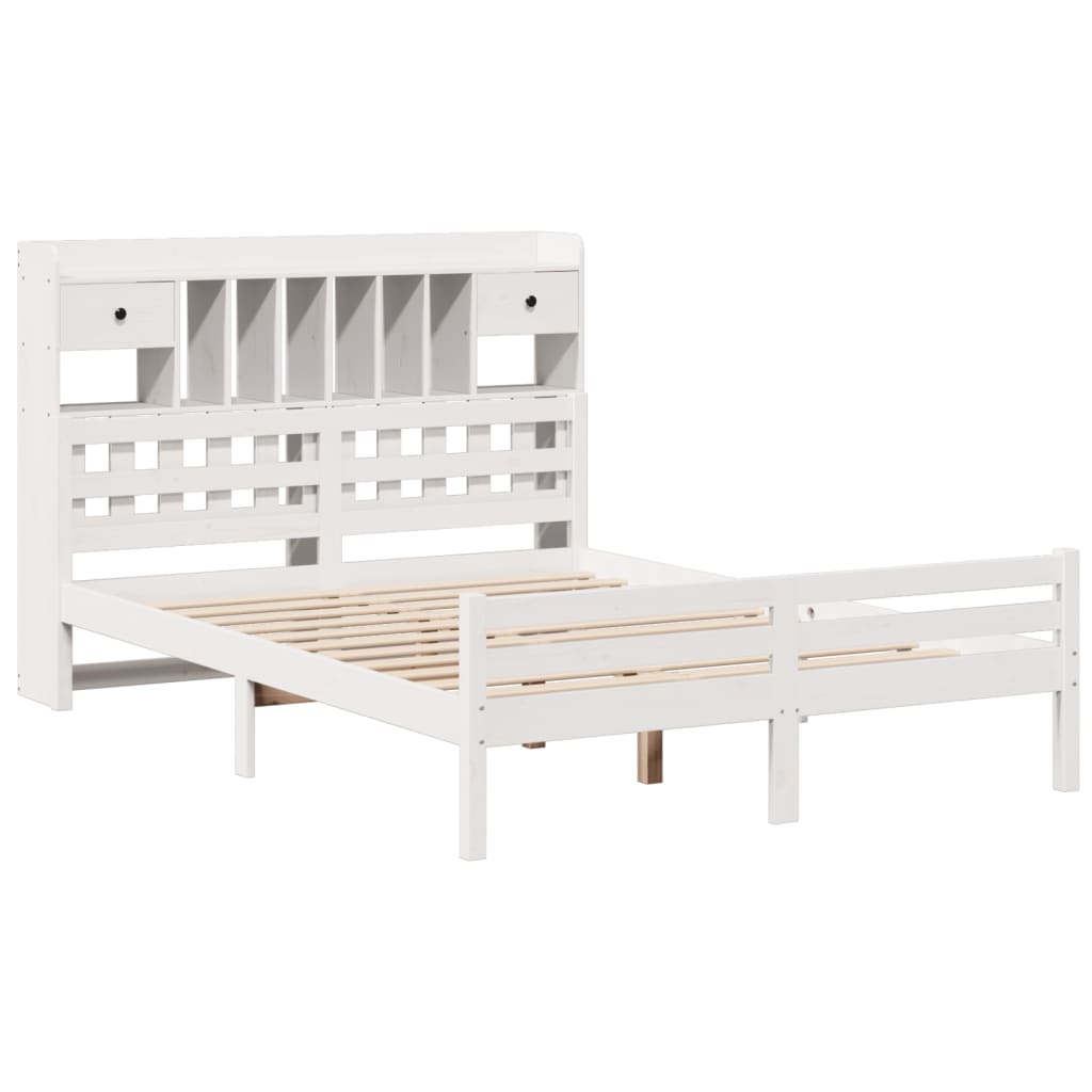Letto Libreria senza Materasso Bianco 140x200 cm Legno di Pino - homemem39