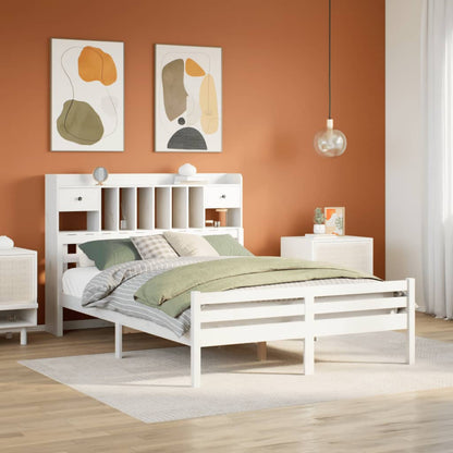 Letto Libreria senza Materasso Bianco 140x200 cm Legno di Pino - homemem39