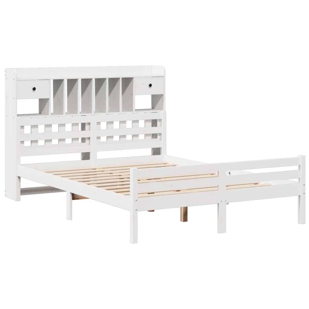 Letto Libreria senza Materasso Bianco 150x200 cm Legno di Pino - homemem39