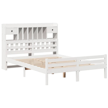 Letto Libreria senza Materasso Bianco 150x200 cm Legno di Pino - homemem39