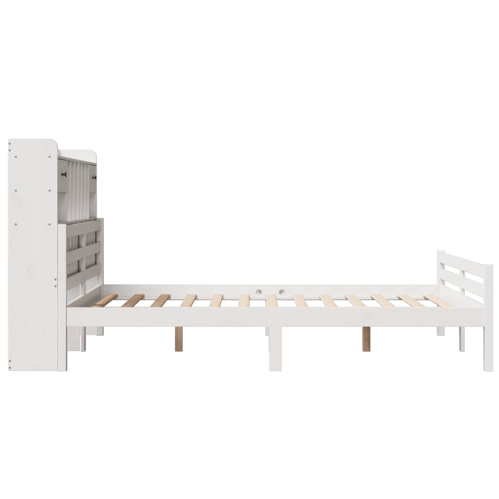 Letto Libreria senza Materasso Bianco 150x200 cm Legno di Pino - homemem39