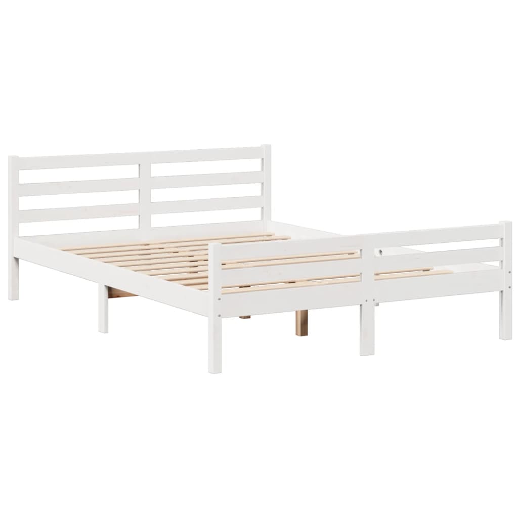 Letto Libreria senza Materasso Bianco 150x200 cm Legno di Pino - homemem39