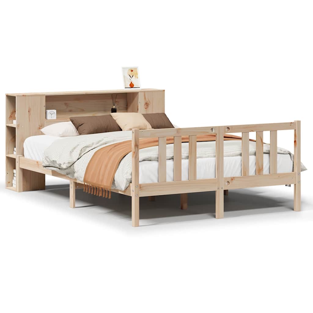 Letto Libreria senza Materasso 135x190 cm in Legno di Pino - homemem39