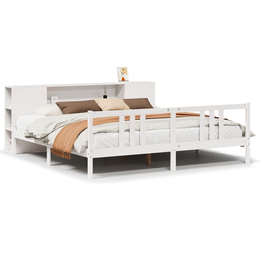 Letto Libreria senza Materasso Bianco 200x200 cm Legno di Pino - homemem39
