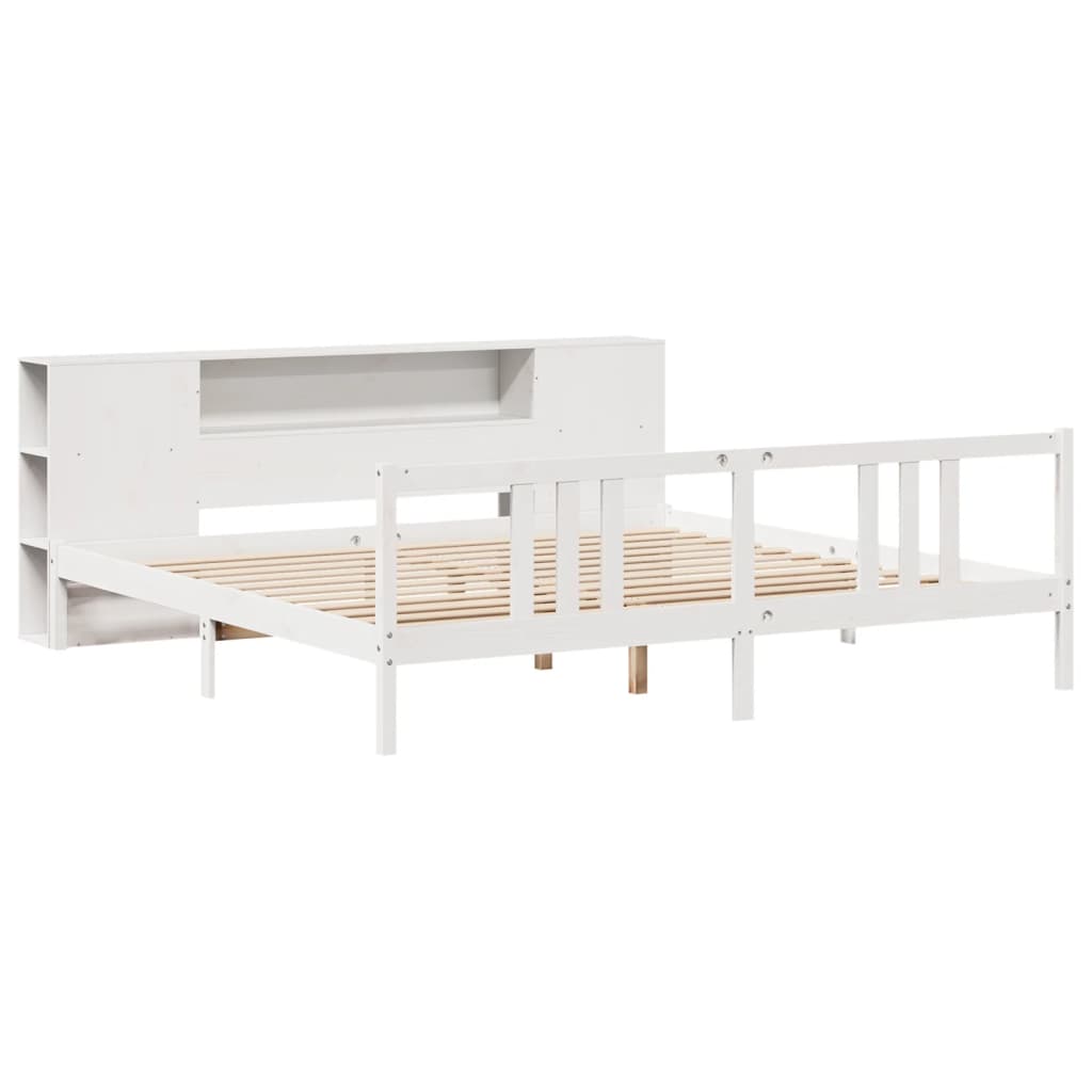 Letto Libreria senza Materasso Bianco 200x200 cm Legno di Pino - homemem39