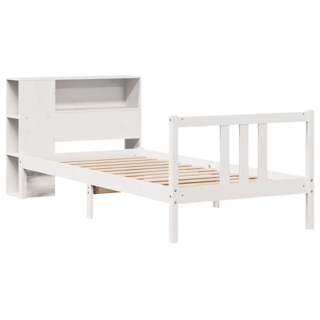 Letto Libreria senza Materasso Bianca 90x200 cm Legno di Pino