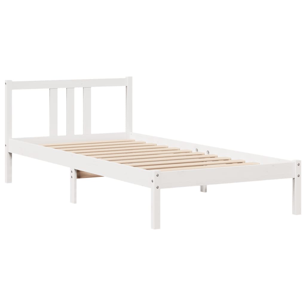 Letto Libreria senza Materasso Bianca 90x200 cm Legno di Pino