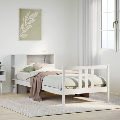 Letto Libreria senza Materasso Bianca 90x200 cm Legno di Pino