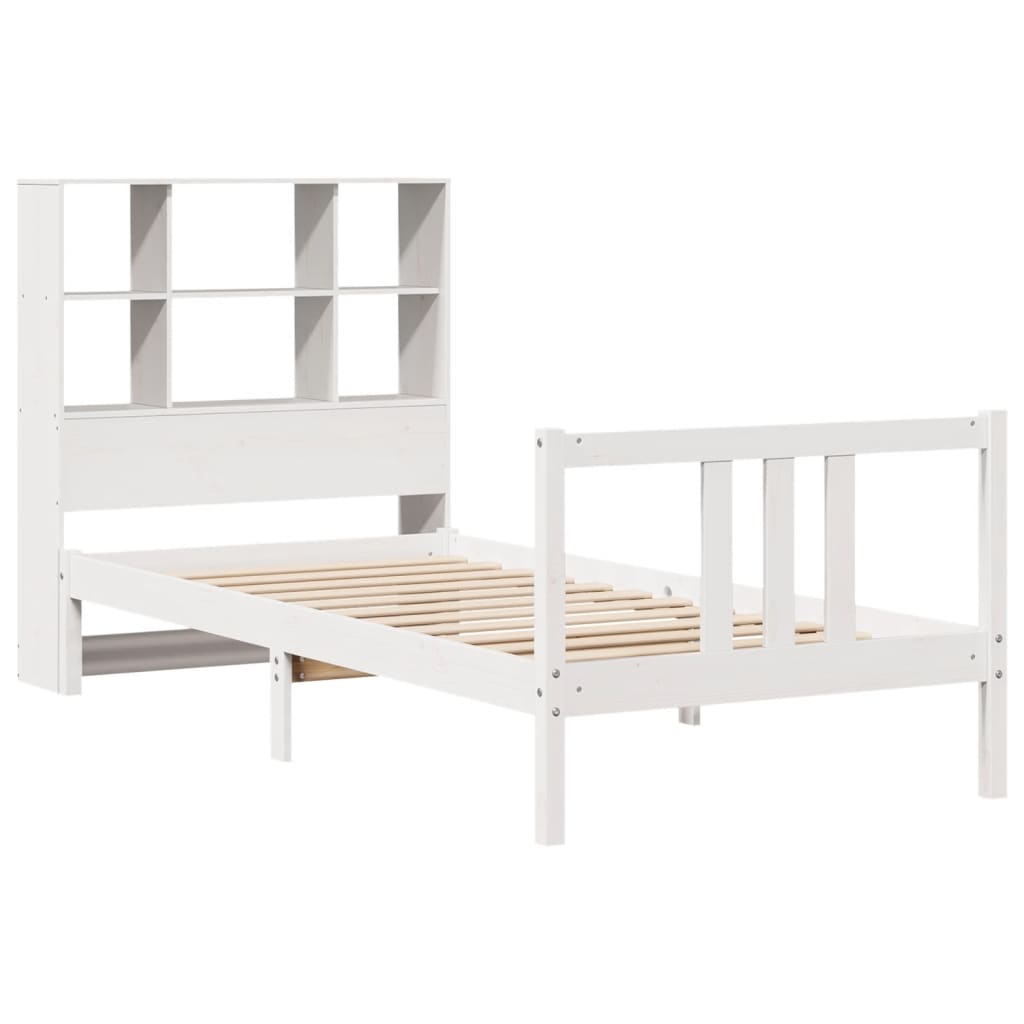 Letto Libreria senza Materasso Bianca 90x200 cm Legno di Pino