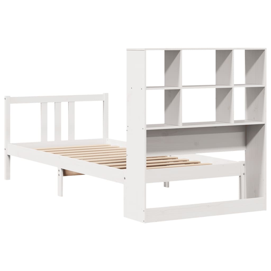 Letto Libreria senza Materasso Bianca 90x200 cm Legno di Pino