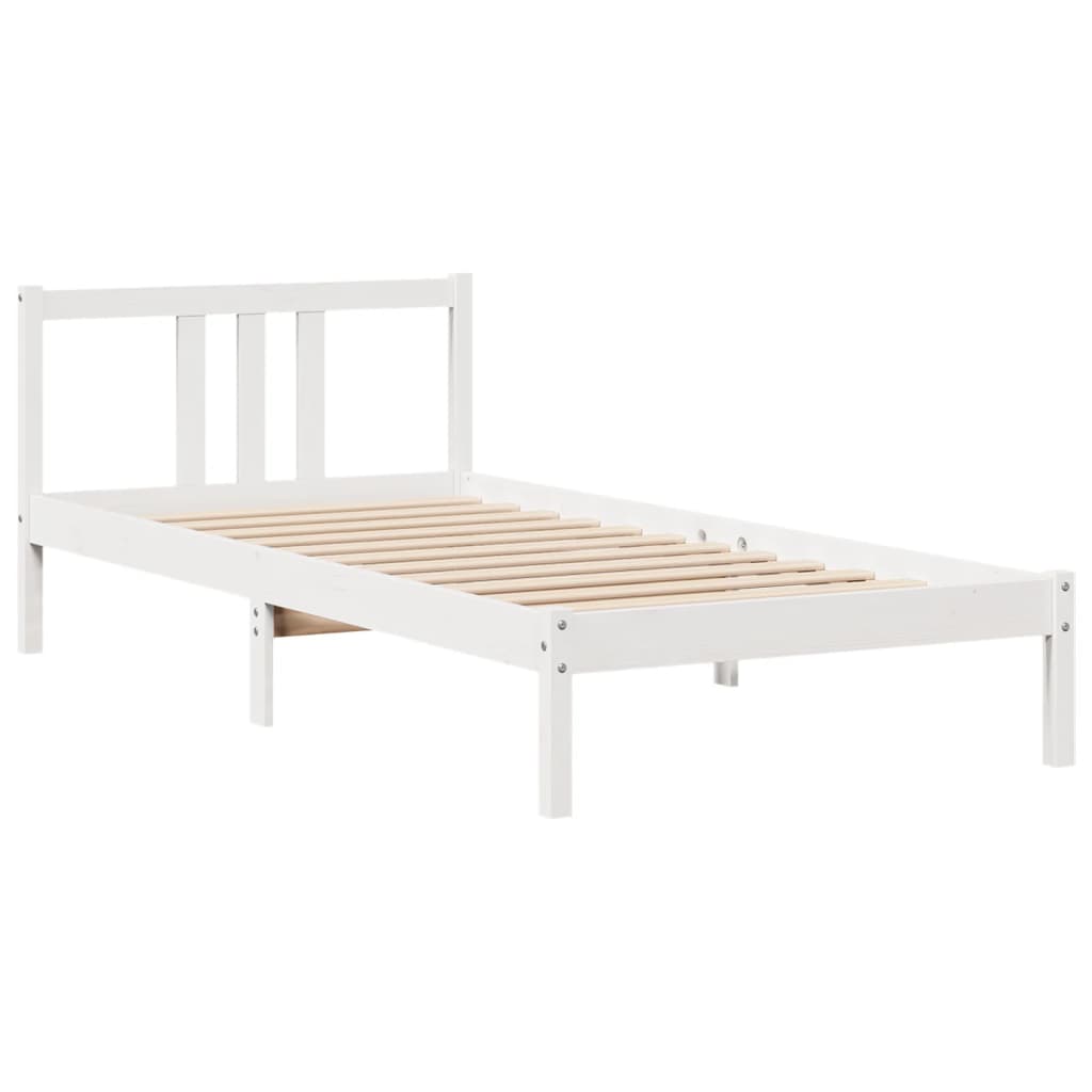Letto Libreria senza Materasso Bianca 90x200 cm Legno di Pino