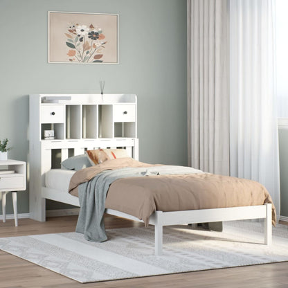 Letto Libreria senza Materasso Bianca 90x200 cm Legno di Pino | homemem39
