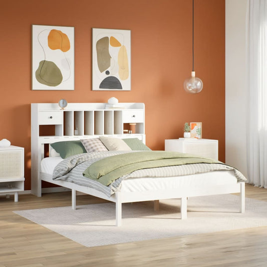 Letto Libreria senza Materasso Bianco 140x200 cm Legno di Pino - homemem39