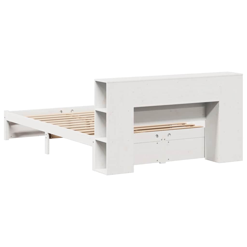 Letto Libreria senza Materasso Bianco 140x190 cm Legno di Pino - homemem39