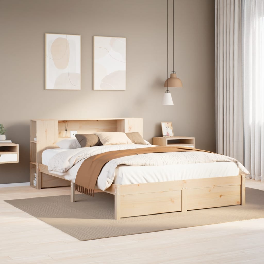 Letto Libreria senza Materasso 120x200cm Legno Massello di Pino