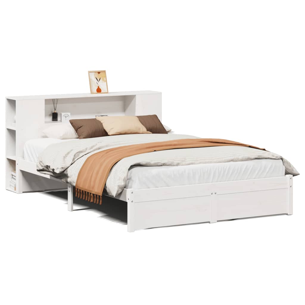 Letto Libreria senza Materasso Bianco 140x200 cm Legno di Pino - homemem39