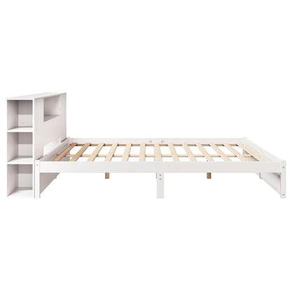 Letto Libreria senza Materasso Bianco 200x200 cm Legno di Pino