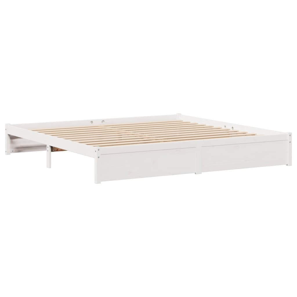 Letto Libreria senza Materasso Bianco 200x200 cm Legno di Pino