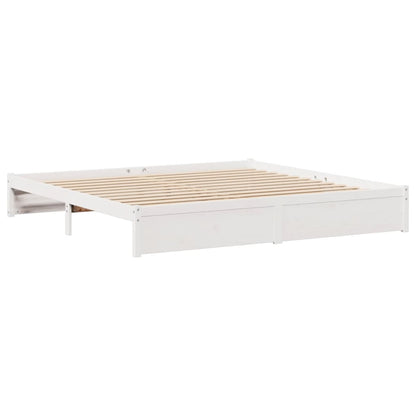 Letto Libreria senza Materasso Bianco 200x200 cm Legno di Pino
