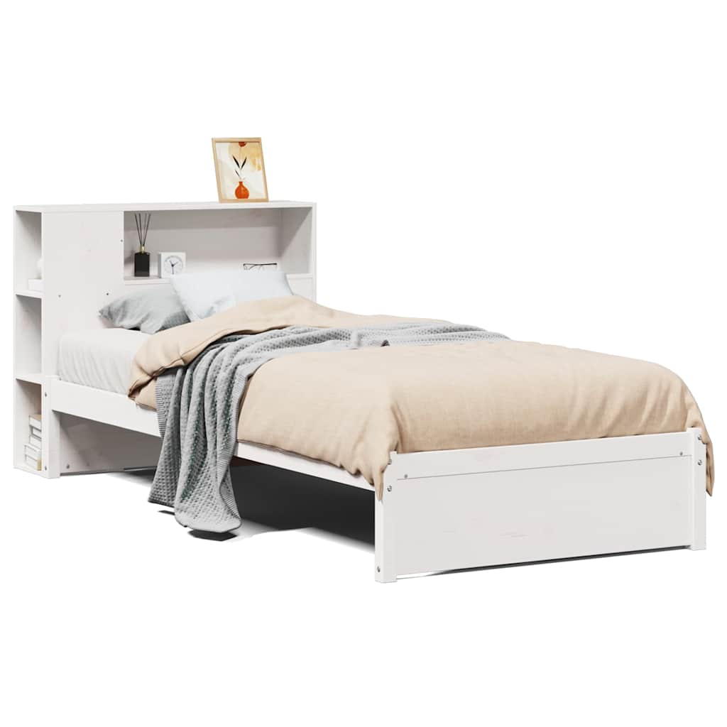 Letto con Libreria senza Materasso 75x190 cm in Legno Pino | homemem39