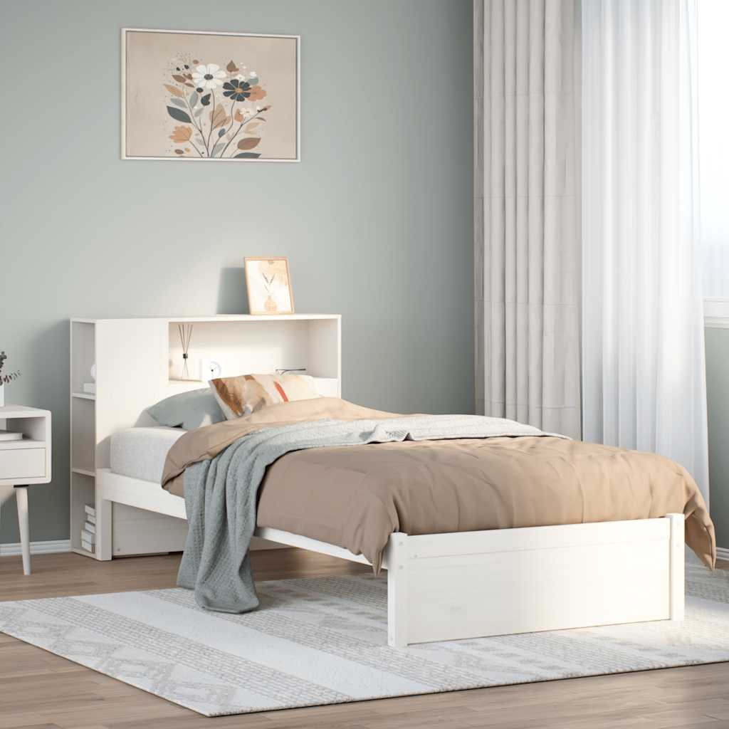 Letto con Libreria senza Materasso 75x190 cm in Legno Pino | homemem39