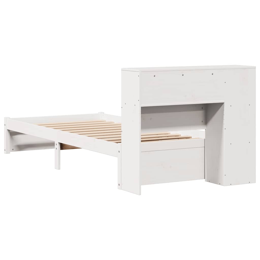 Letto Libreria senza Materasso Bianco 90x190 cm Massello Pino