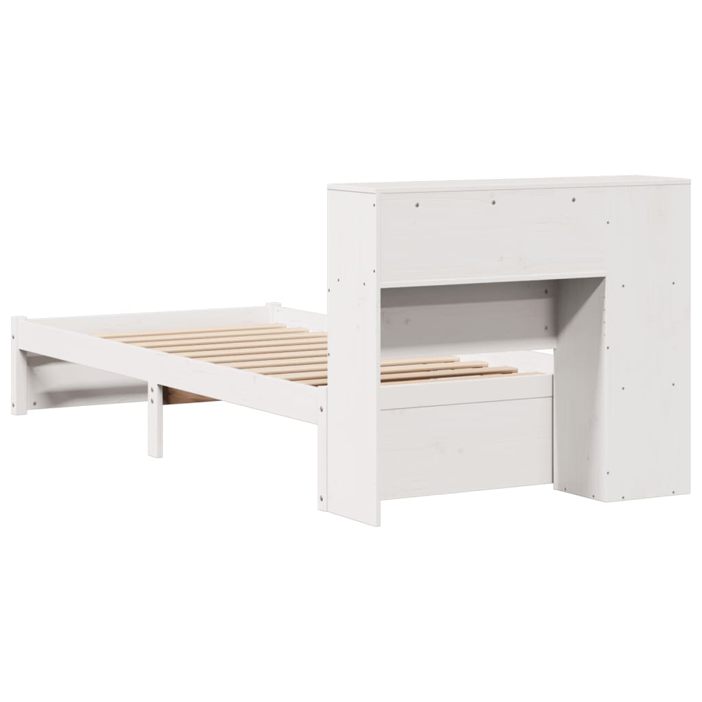 Letto Libreria senza Materasso Bianca 90x200 cm Legno di Pino