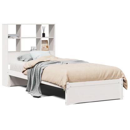 Letto Libreria senza Materasso Bianco 90x190 cm Massello Pino