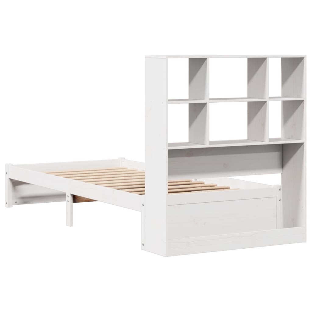 Letto Libreria senza Materasso Bianco 90x190 cm Massello Pino