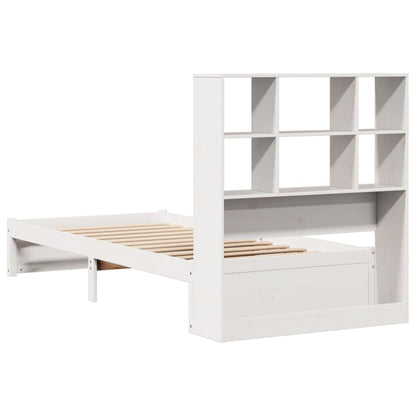 Letto Libreria senza Materasso Bianco 90x190 cm Massello Pino