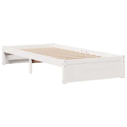Letto Libreria senza Materasso Bianco 90x190 cm Massello Pino