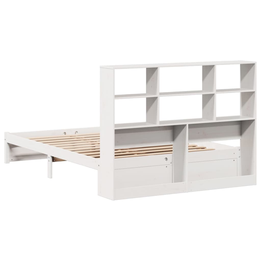 Letto Libreria senza Materasso Bianco 140x190 cm Legno di Pino - homemem39