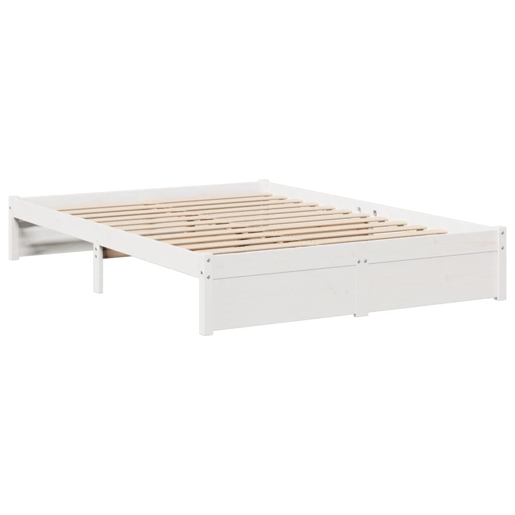 Letto Libreria senza Materasso Bianco 140x190 cm Legno di Pino - homemem39