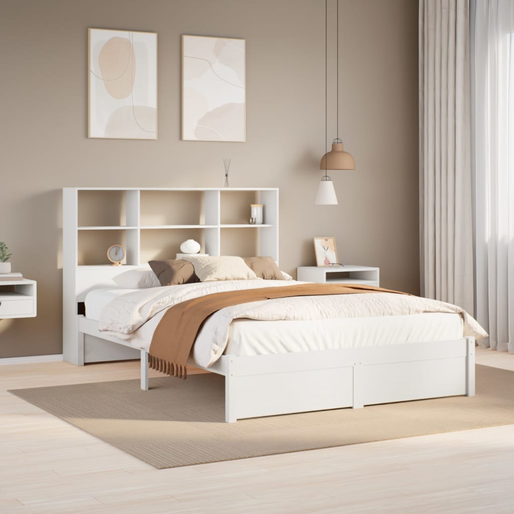 Letto Libreria senza Materasso Bianco 120x200 cm Legno di Pino - homemem39