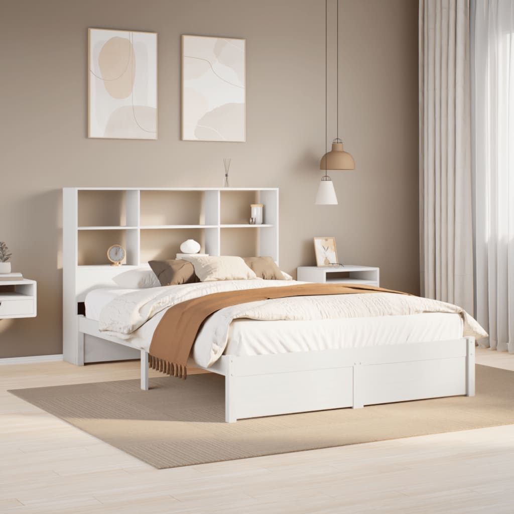 Letto Libreria senza Materasso Bianco 140x200 cm Legno di Pino - homemem39