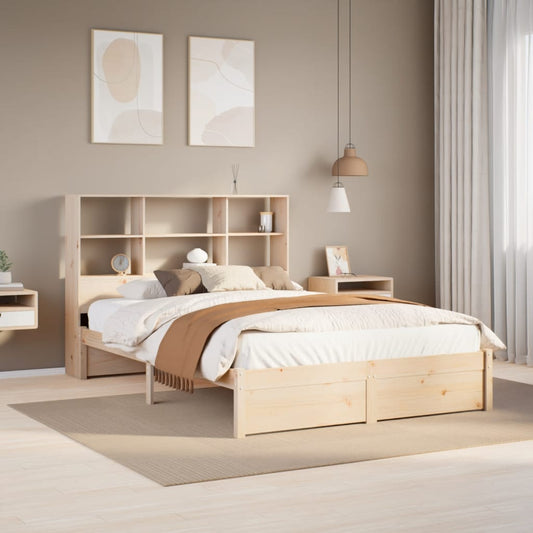 Letto Libreria senza Materasso 160x200 cm in Legno di Pino - homemem39
