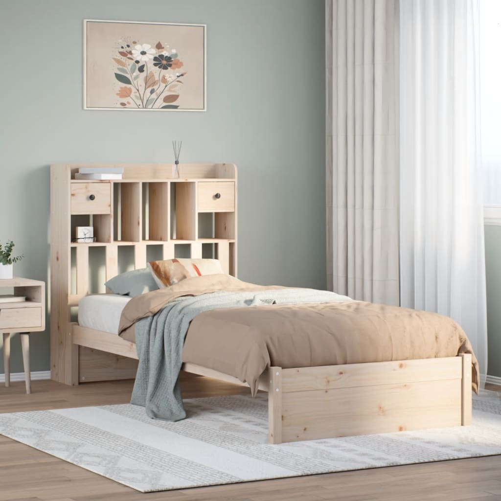 Letto Libreria senza Materasso 90x190 cm Legno Massello Pino - homemem39