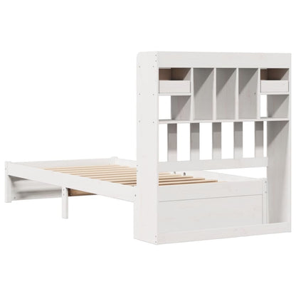 Letto Libreria senza Materasso Bianco 90x190 cm Massello Pino - homemem39