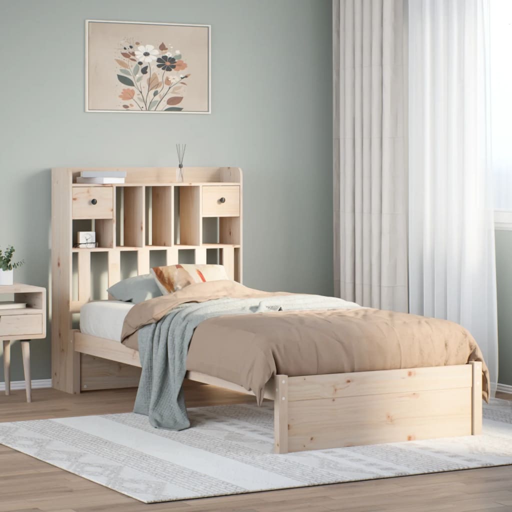 Letto Libreria senza Materasso 90x200 cm Legno Massello Pino - homemem39
