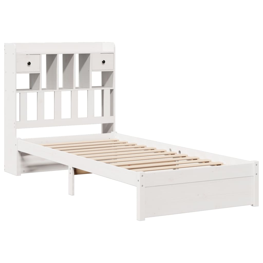 Letto Libreria senza Materasso Bianca 90x200 cm Legno di Pino - homemem39