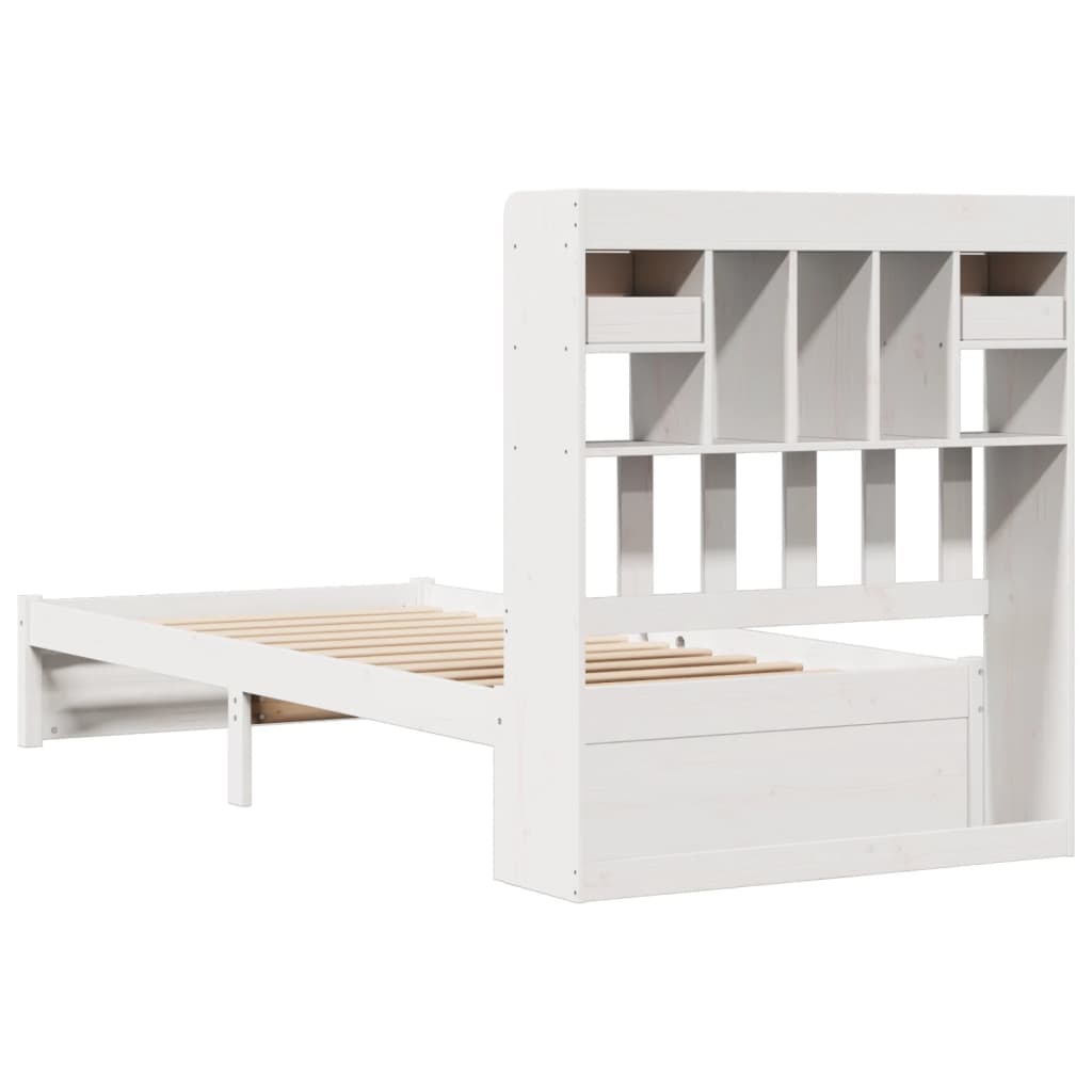 Letto Libreria senza Materasso Bianca 90x200 cm Legno di Pino - homemem39