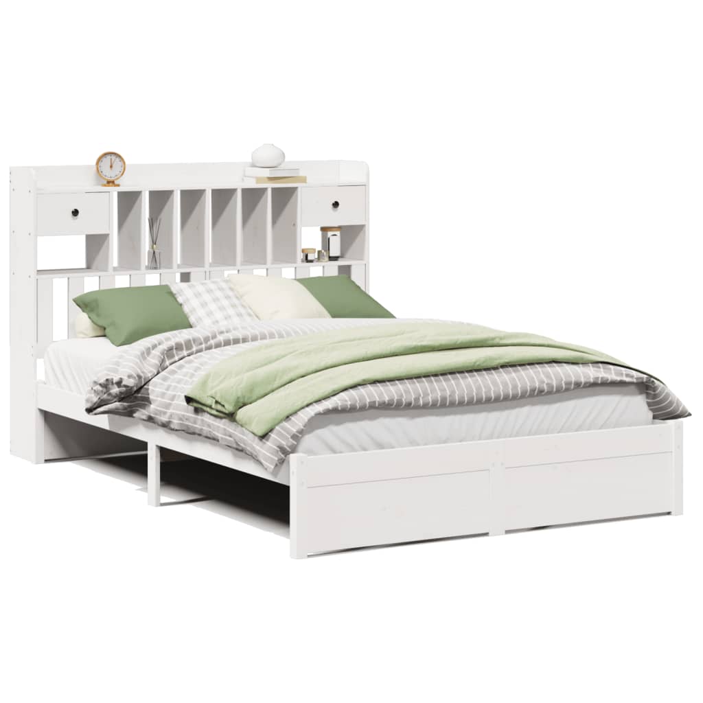 Letto Libreria senza Materasso Bianco 140x200 cm Legno di Pino - homemem39