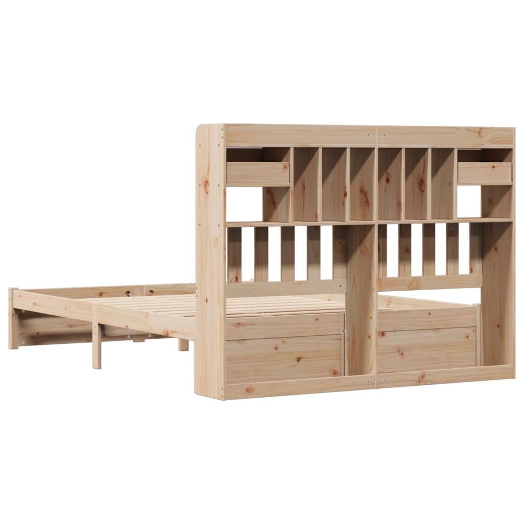 Letto Libreria senza Materasso 160x200 cm in Legno di Pino - homemem39