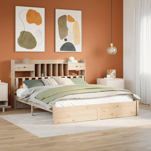 Letto Libreria senza Materasso 180x200 cm in Legno di Pino - homemem39