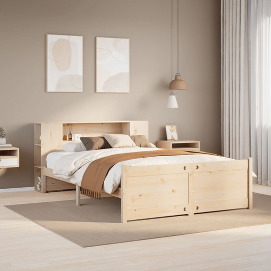 Letto Libreria senza Materasso 135x190 cm in Legno di Pino - homemem39